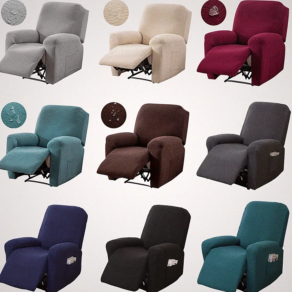1/2/3 Seater Recliner Sofa Cover Solid Color Cushion Cover Sofa Cover Jacquard