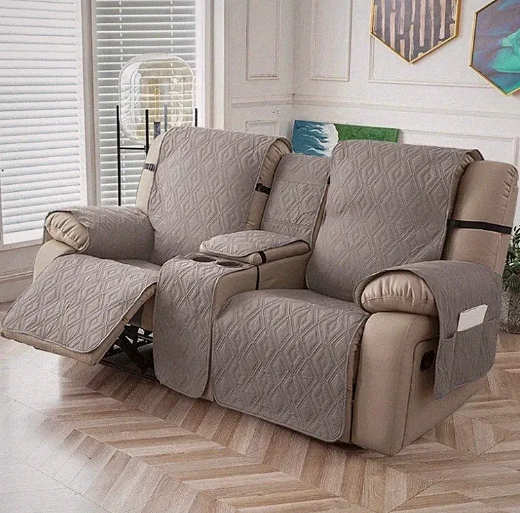 2 Seater Recliner Cover Double With Center Console 100% Waterproof Strap Design