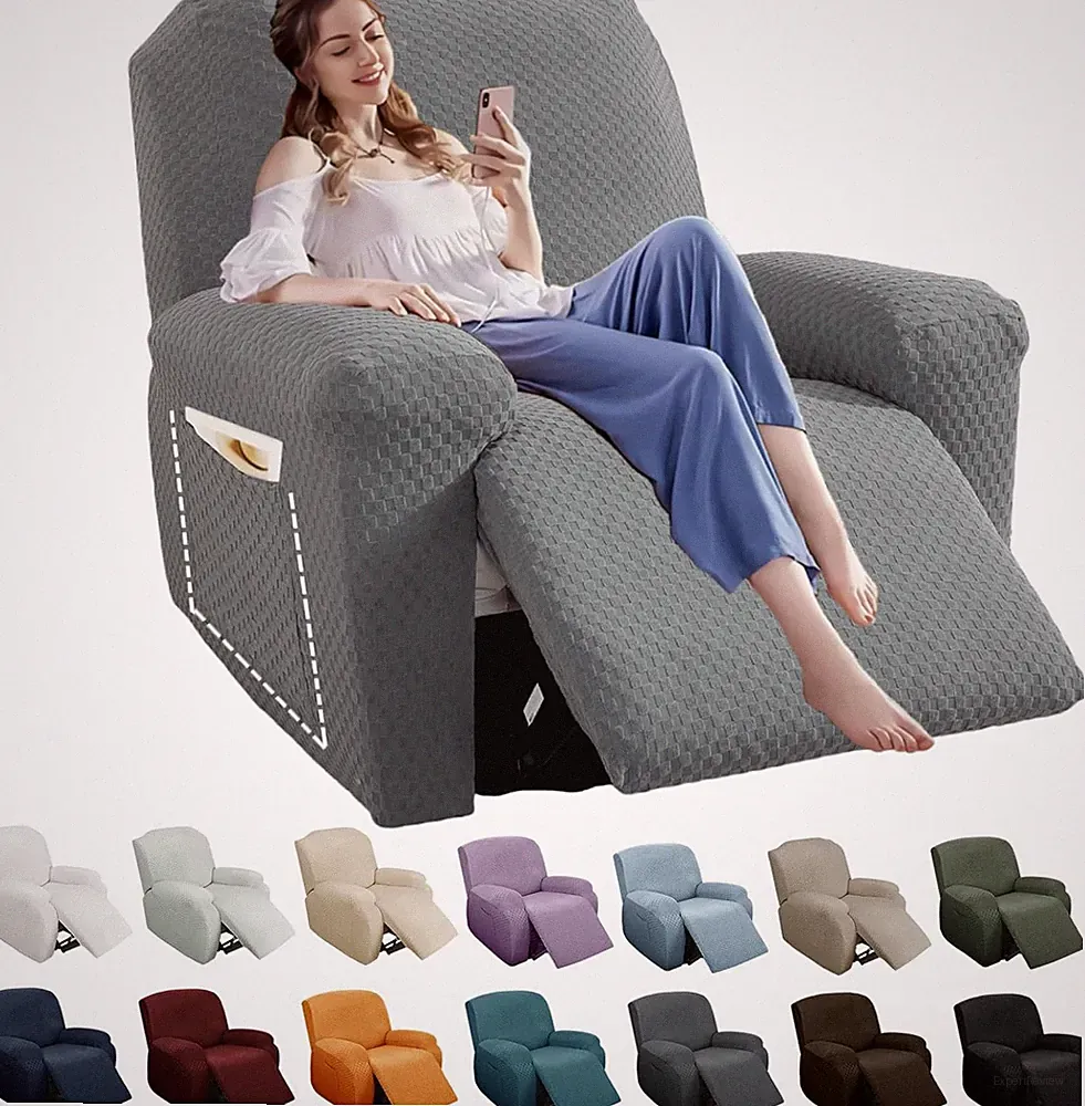 4 Piece Oversized Stretch Recliner Cover New Jacquard Large Recliner Cover
