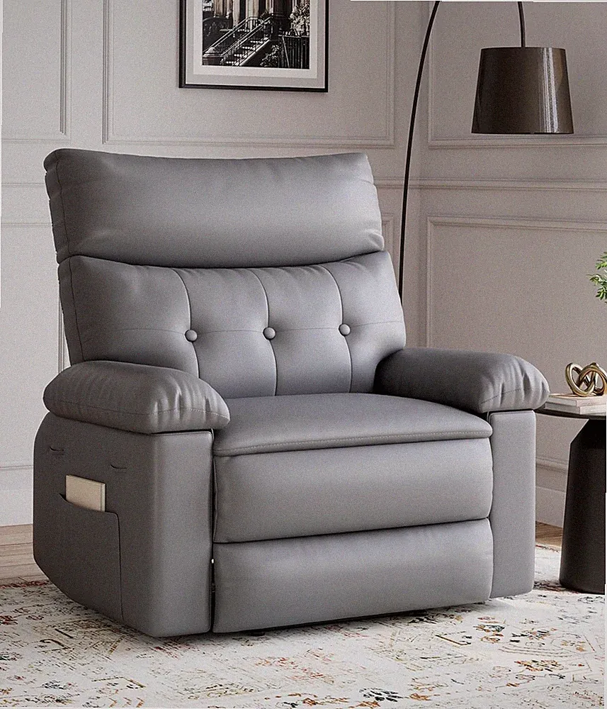 Oversized Recliner Chair - Faux PU Leather Manual Recliner for Adults, Lazy Chai