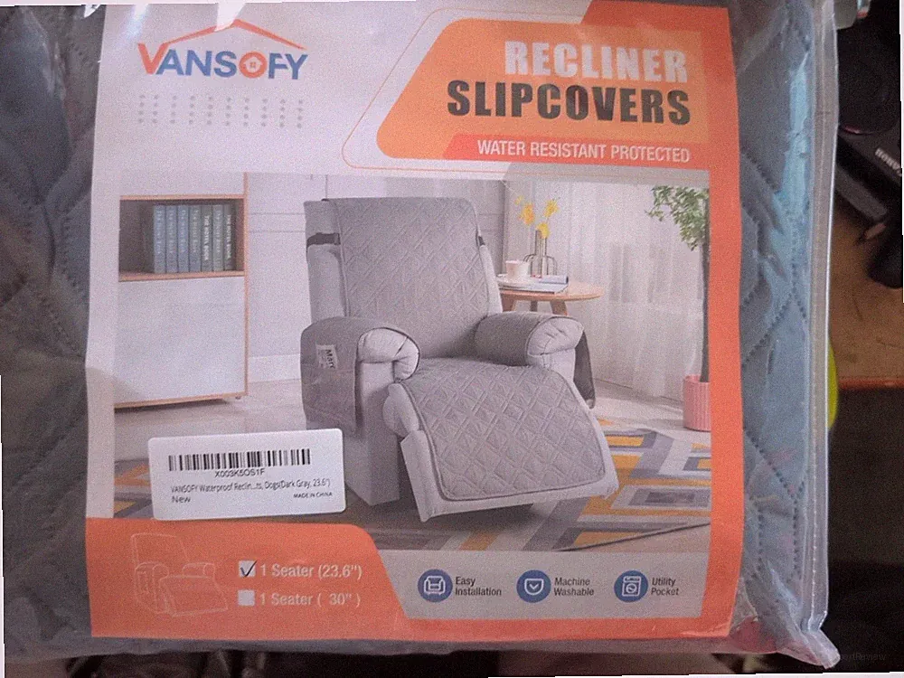 Vansofy Waterproof Recliner Slipcover Washable with Pocket, Dark Grey